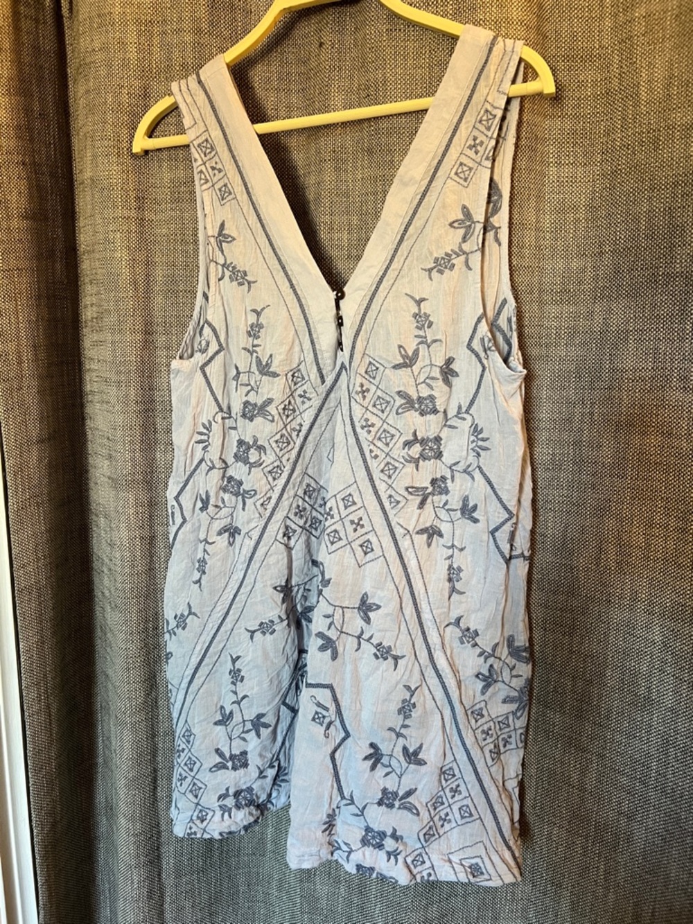 Free People Intimately Embroidered V-Neck Mini Dress in Light Blue